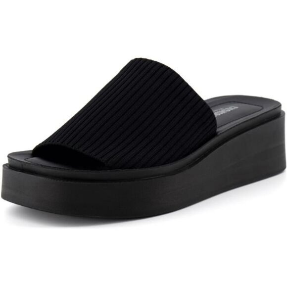 CUSHIONAIRE Knit Platform Sandals Women Memory Foam Comfort Shoes 2 Inch Sole - Picture 1 of 7